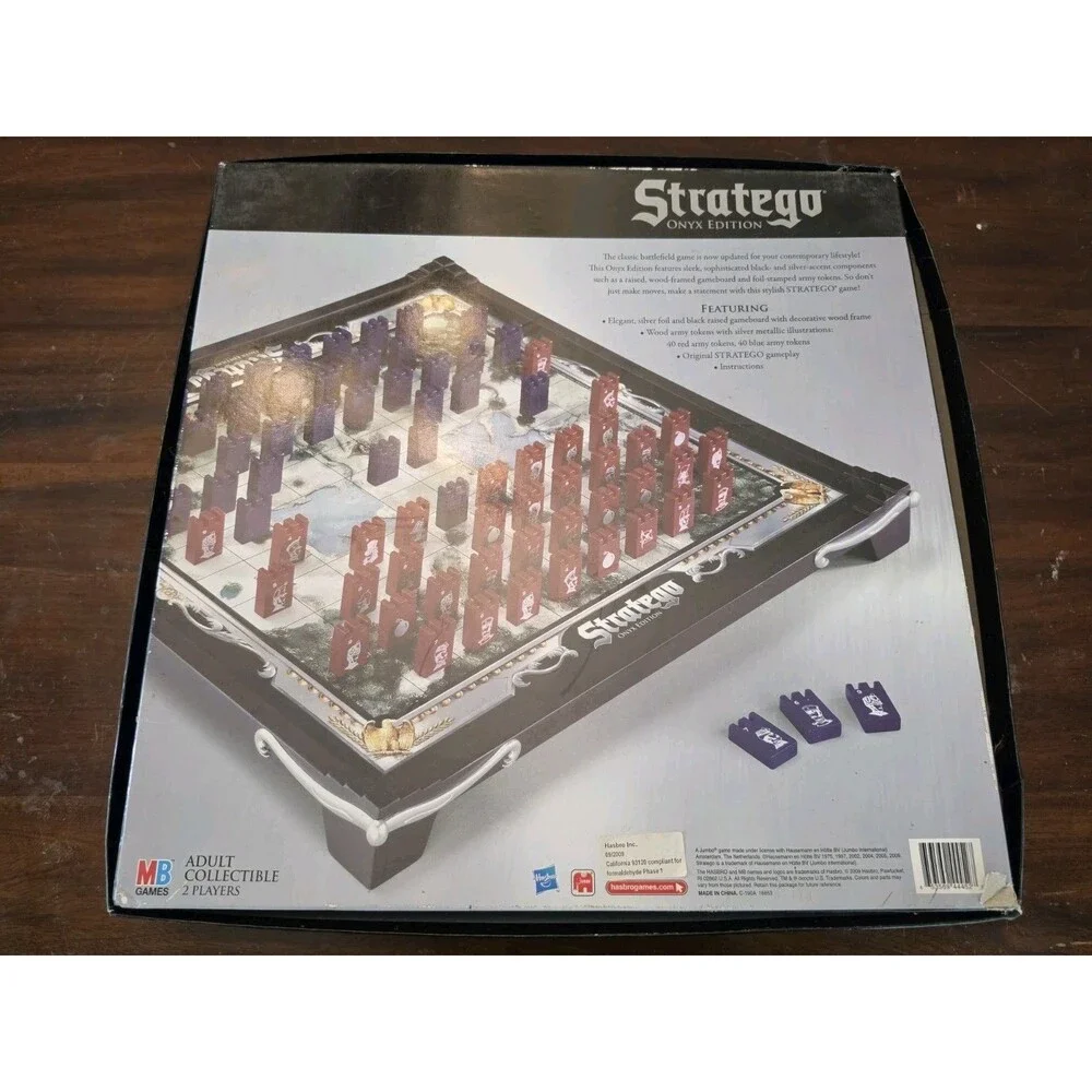 Hasbro Stratego Onyx Edition Board Game Silver Foil Wood Tokens 2009 Complete